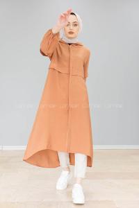 Modalamelif Önü Gizli Düğmeli Tunik Kiremit