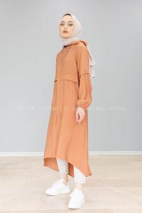 Modalamelif Önü Gizli Düğmeli Tunik Kiremit