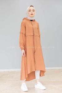 Modalamelif Önü Gizli Düğmeli Tunik Kiremit