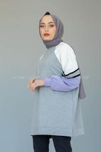 Modalamelif Parça Renkli Sweat Gri