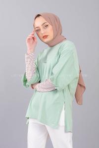 Modalamelif Brooklyn Baskılı T-Shirt  Mint Yeşili