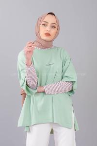 Modalamelif Brooklyn Baskılı T-Shirt  Mint Yeşili