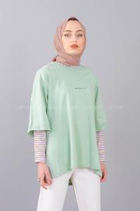Modalamelif Brooklyn Baskılı T-Shirt  Mint Yeşili