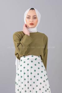 Modalamelif Düşük Kol Ayrobin Bluz Haki