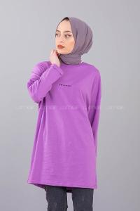 Modalamelif Friends Yazı Baskılı Sweat Lila