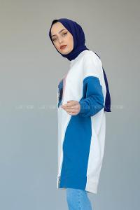 Modalamelif Garnili Fermuar Detaylı Tunik Mavi