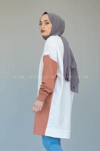 Modalamelif Garnili Fermuar Detaylı Tunik Pudra