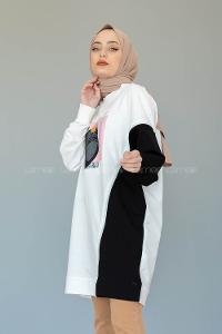 Modalamelif Garnili Fermuar Detaylı Tunik Siyah