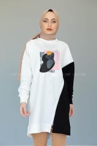 Modalamelif Garnili Fermuar Detaylı Tunik Siyah