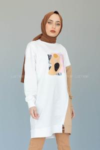 Modalamelif Garnili Fermuar Detaylı Tunik Sütlü Kahve