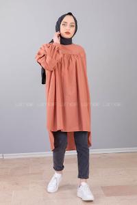 Modalamelif Hakim Yaka Kol katlı Tunik Gül