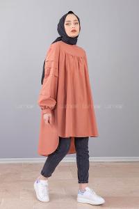 Modalamelif Hakim Yaka Kol katlı Tunik Gül