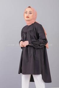 Modalamelif Hakim Yaka Kol katlı Tunik Siyah