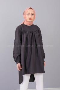 Modalamelif Hakim Yaka Kol katlı Tunik Siyah