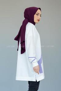 Modalamelif Kanguru Cep Story Yourself Baskılı Tunik Beyaz