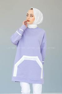 Modalamelif Kanguru Cep Story Yourself Baskılı Tunik Lila