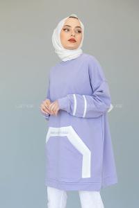 Modalamelif Kanguru Cep Story Yourself Baskılı Tunik Lila