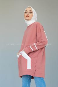 Modalamelif Kanguru Cep Story Yourself Baskılı Tunik Pudra