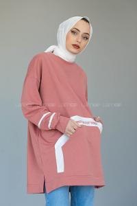 Modalamelif Kanguru Cep Story Yourself Baskılı Tunik Pudra