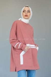 Modalamelif Kanguru Cep Story Yourself Baskılı Tunik Pudra