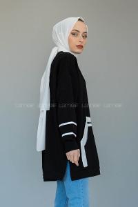 Modalamelif Kanguru Cep Story Yourself Baskılı Tunik Siyah