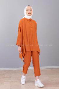 Modalamelif  Yazlık Keten Takım Kahverengi