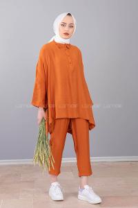 Modalamelif  Yazlık Keten Takım Kahverengi
