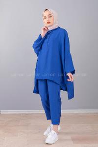Modalamelif  Yazlık Keten Takım Mavi