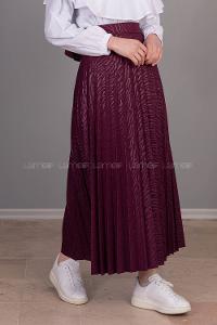 Modalamelif Nadya Desen Piliseli Etek Mürdüm