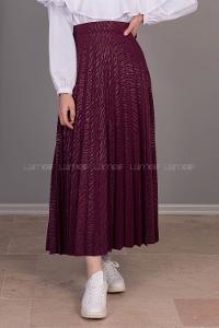 Modalamelif Nadya Desen Piliseli Etek Mürdüm