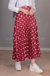 Modalamelif  Puantiye Desenli Etek Bordo