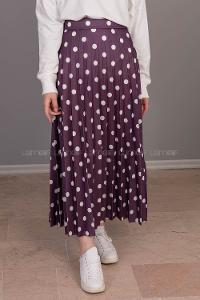 Modalamelif  Puantiye Desenli Etek  Mor