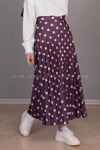 Modalamelif  Puantiye Desenli Etek  Mor