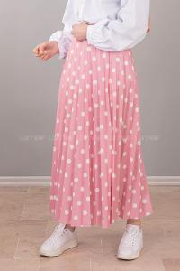 Modalamelif  Puantiye Desenli Etek  Pudra