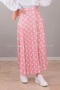 Modalamelif  Puantiye Desenli Etek  Pudra