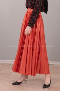 Modalamelif Beli Lastikli Deri Görünümlü Laklı Etek Nar Çiçeği