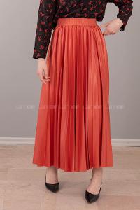 Modalamelif Beli Lastikli Deri Görünümlü Laklı Etek Nar Çiçeği