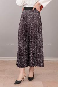 Modalamelif Beli Lastikli Desenli Etek Füme