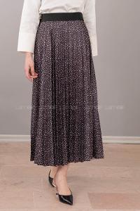 Modalamelif Beli Lastikli Desenli Etek Füme