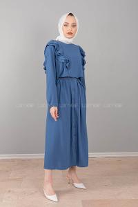 Modalamelif Önü Fırfırlı Ayrobin Takım İndigo