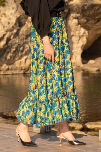 Modalamelif Beli Lastikli Desenli Saten Etek Açık Yeşil