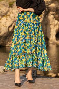 Modalamelif Beli Lastikli Desenli Saten Etek Açık Yeşil