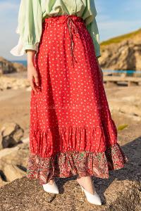 Modalamelif Beli Lastikli Eteği Büzgülü Çan Etek Bordo