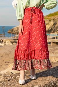 Modalamelif Beli Lastikli Eteği Büzgülü Çan Etek Bordo