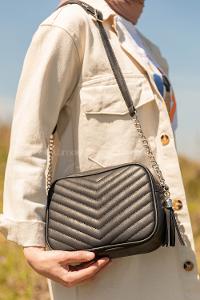 Modalamelif Dikişli Nubuk Çanta Siyah