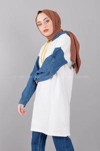 Modalamelif Kolu Kot Tunik Beyaz