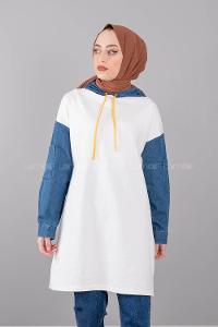 Modalamelif Kolu Kot Tunik Beyaz