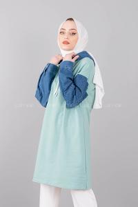 Modalamelif Kolu Kot Tunik Mint Yeşili