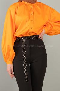 Modalamelif Zincirli İspanyol Paça Pantolon Siyah