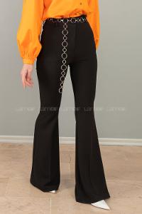 Modalamelif Zincirli İspanyol Paça Pantolon Siyah